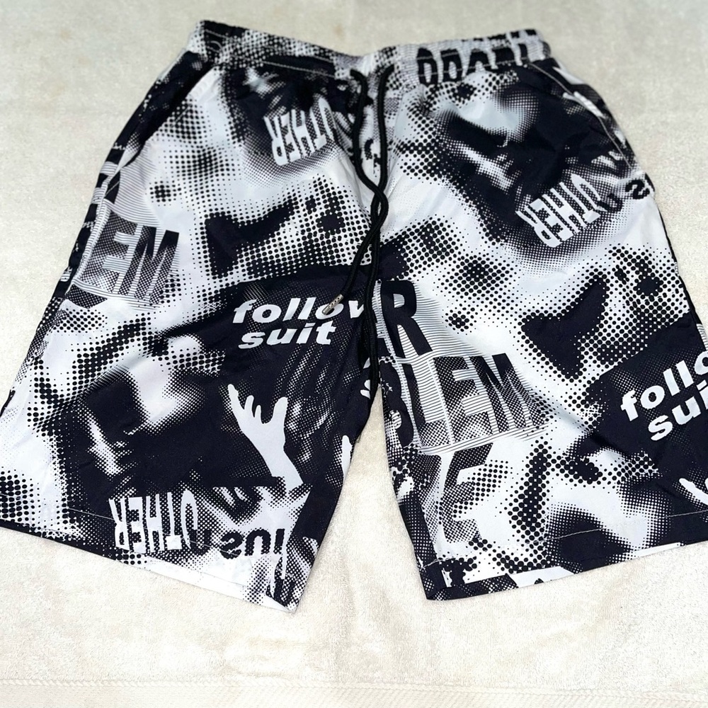 Black and White Men's Swim Shorts